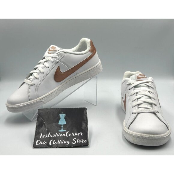 Nike Shoes - Nike Women's White Metallic Bronze Leather Court Sneakers Size 8.5 3116
